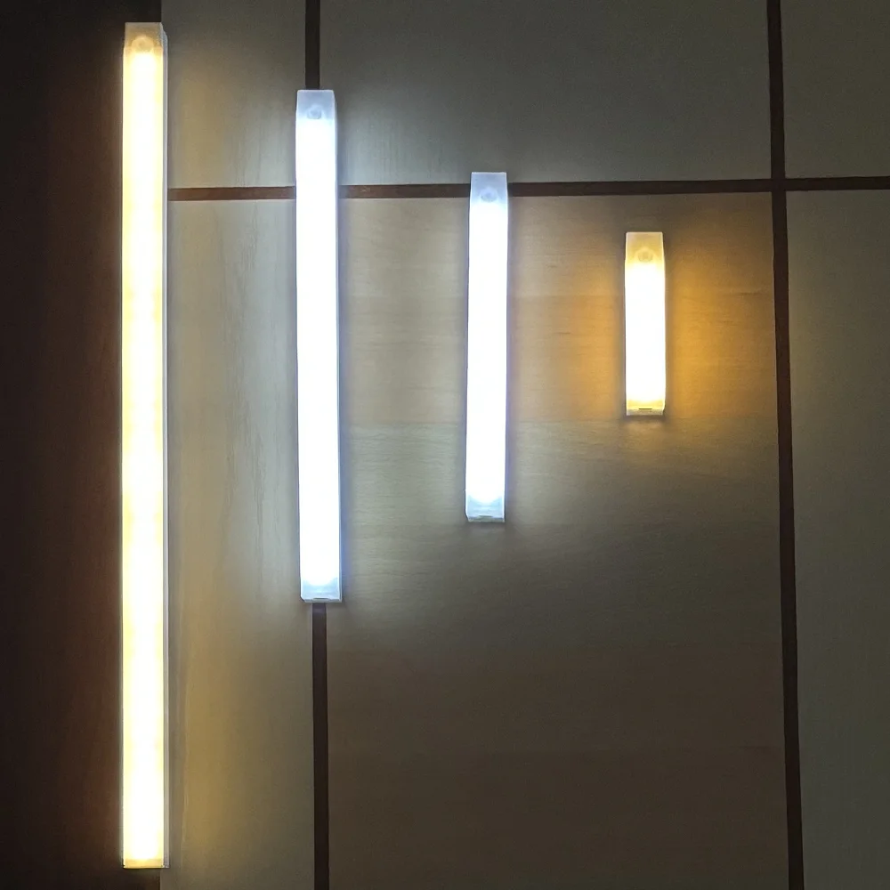 1 PC Rechargeable LED Night Light Motion Sensor Under Cabinet Lamp for Kitchen Wardrobe Room Bedside Induction Bar Light