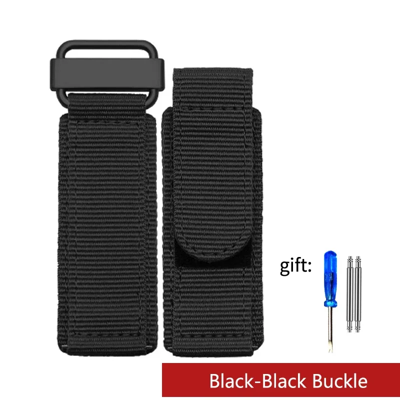 High-Quality Black Blue Green Nylon Sport Watch Strap with Hook-and-Loop Fastener