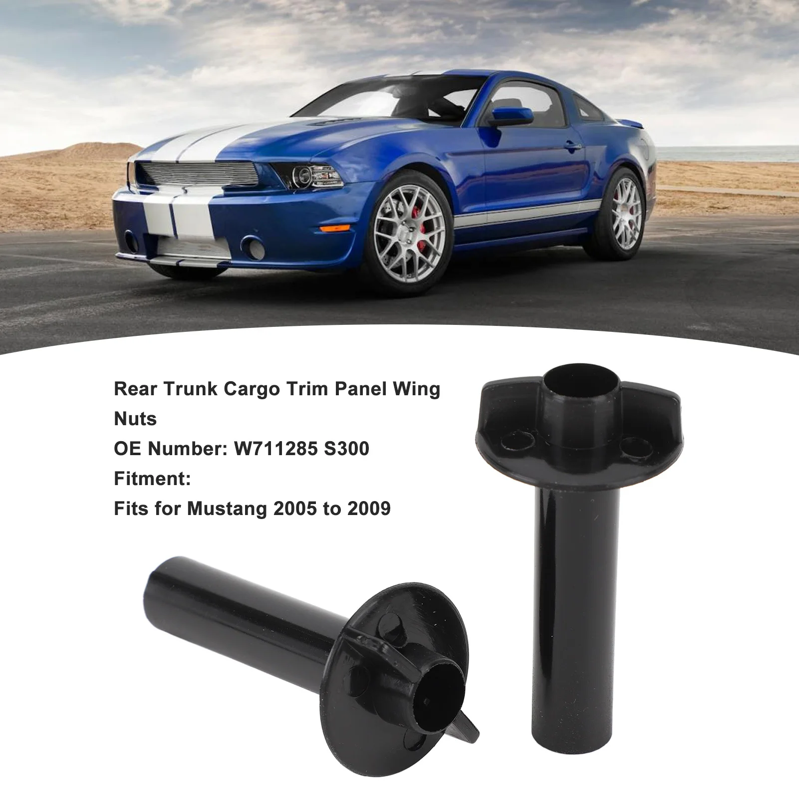 2Pcs Car Rear Trunk Cargo Trim Panel Wing Nuts W711285 S300 Trim Panel Fastener Clip Screw Nut For Ford Mustang 2005 to 2009