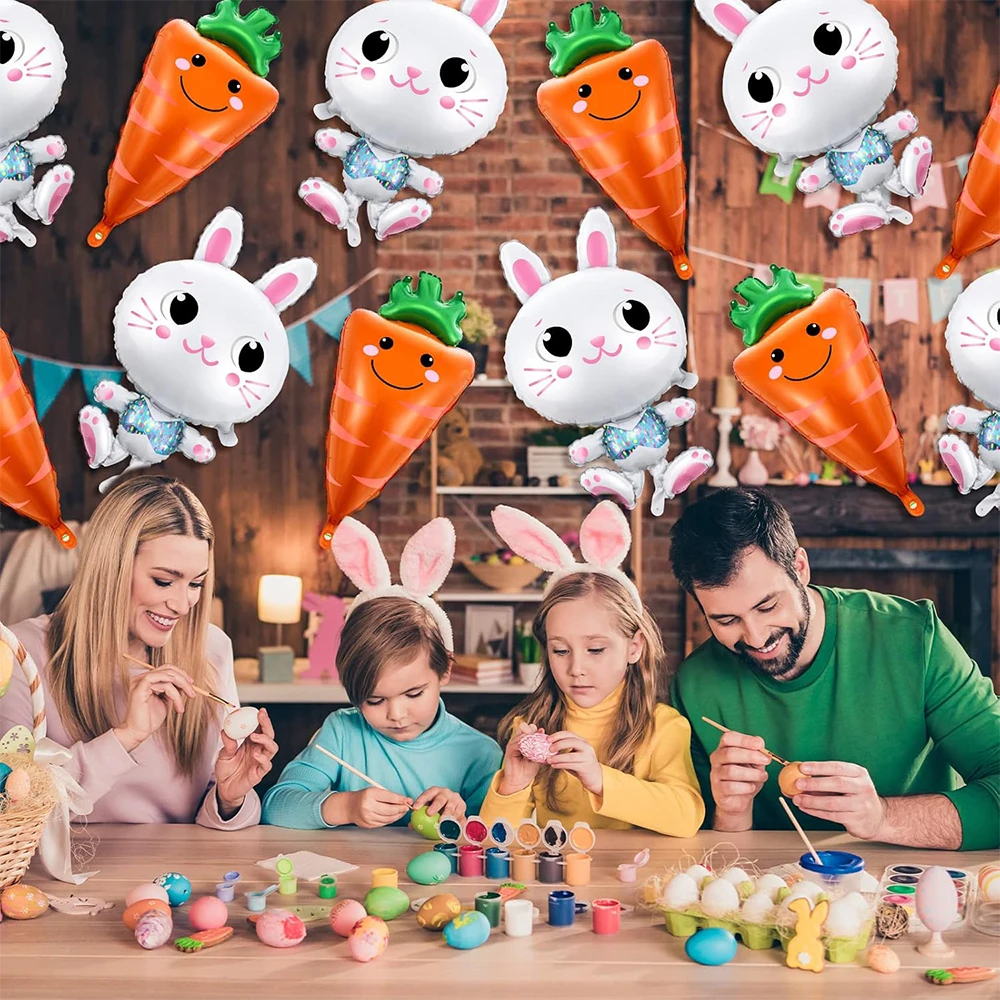 Ostern Dekoration Luftballons Niedlichen Kaninchen Hase Folie Karotte Ballon Farbe Latex Bälle Kinder Ostern Geschenke Mädchen Baby Dusche Liefert – Detail 5