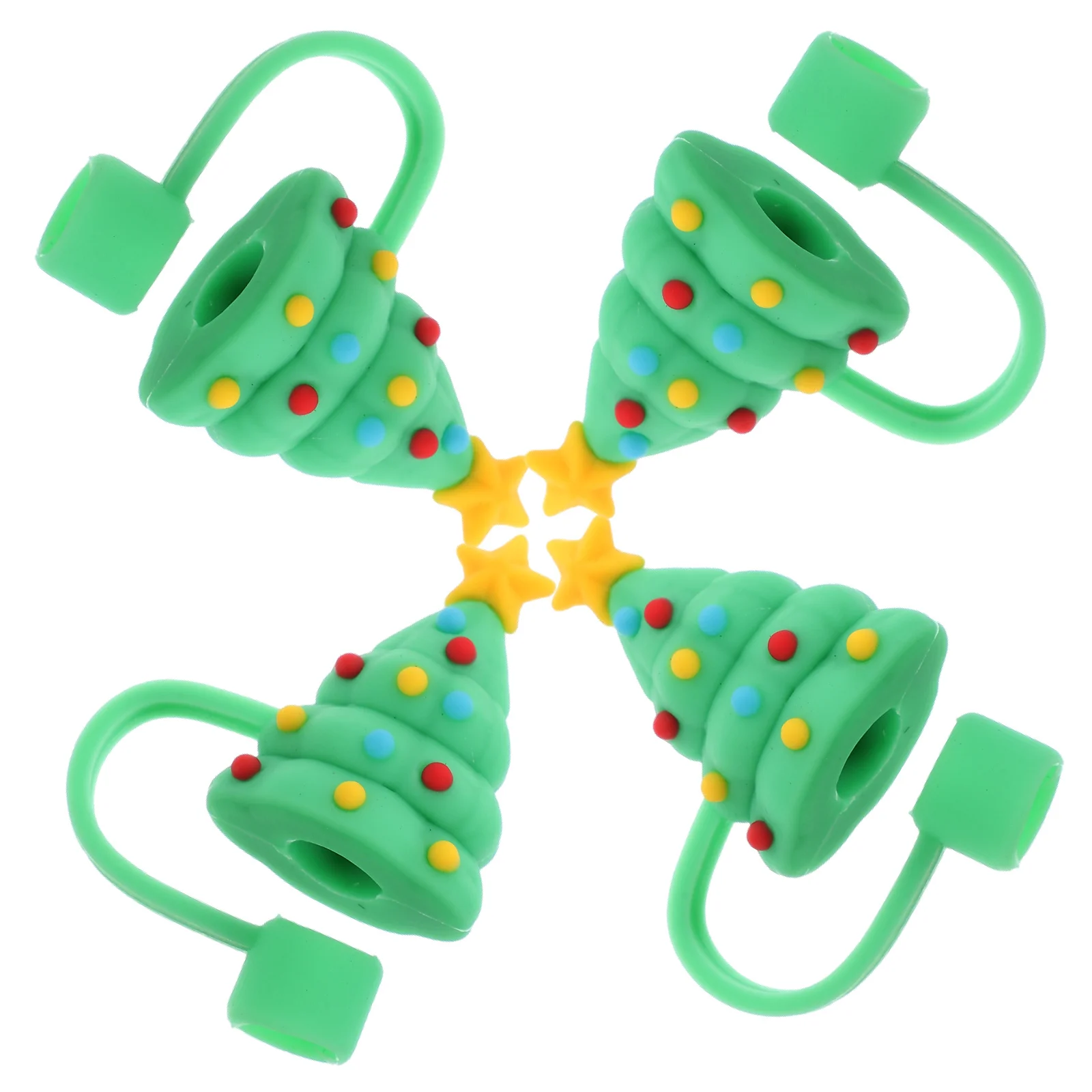 4 Pcs Pipette Tip Christmas Straw Dust Cap Reusable Party Decoration ( Candy Man) 4pcs Straws Silica Gel Caps For