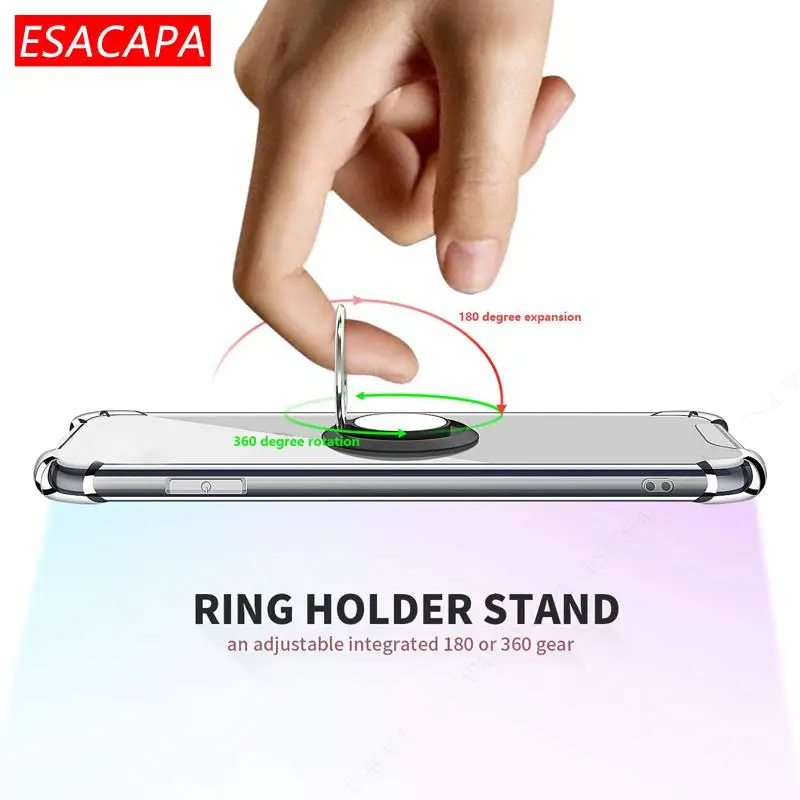 Magnetic Ring Stand Holder Airbag Transparent TPU Shockproof Phone Case