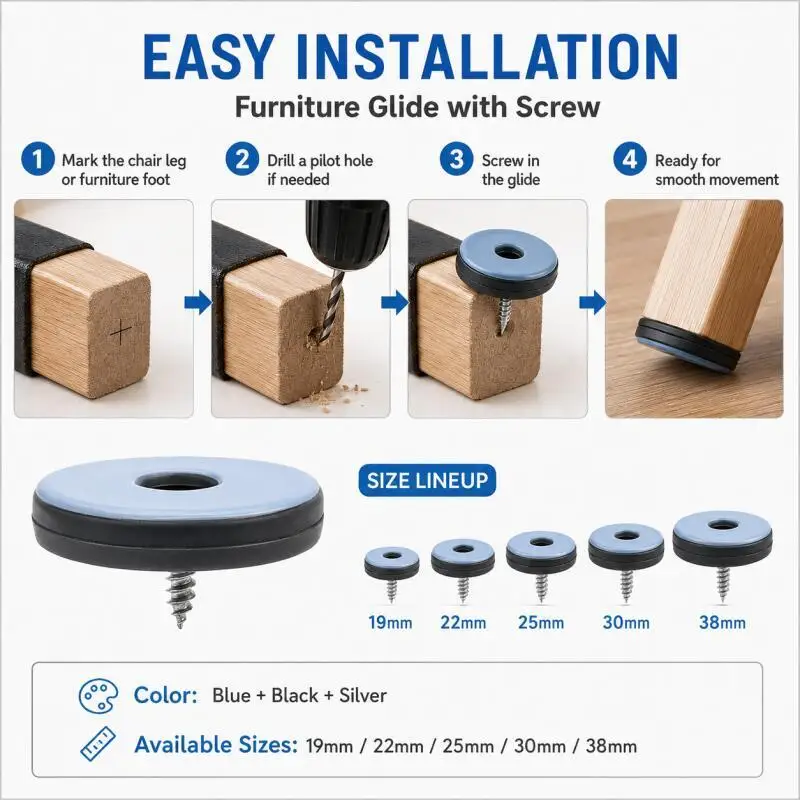 Heavy Duty Anti-Abrasion Furniture Leg Slider Pads - Floor Protectors