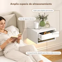 Homcom Набор из 2 плавающих тумбочек со светодиодной подсветкой RGB, управление через приложение, тумбочки для спальни с выдвижным ящиком, открытая полка, для гостиной, 37X32X21 см — изображение 5