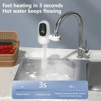 3000W Riscaldamento rapido Display digitale Riscaldatore di acqua istantaneo Riscaldatori senza serbatoio Cucina Rubinetto elettrico per acqua calda Rubinetto per riscaldamento del bagno 1
