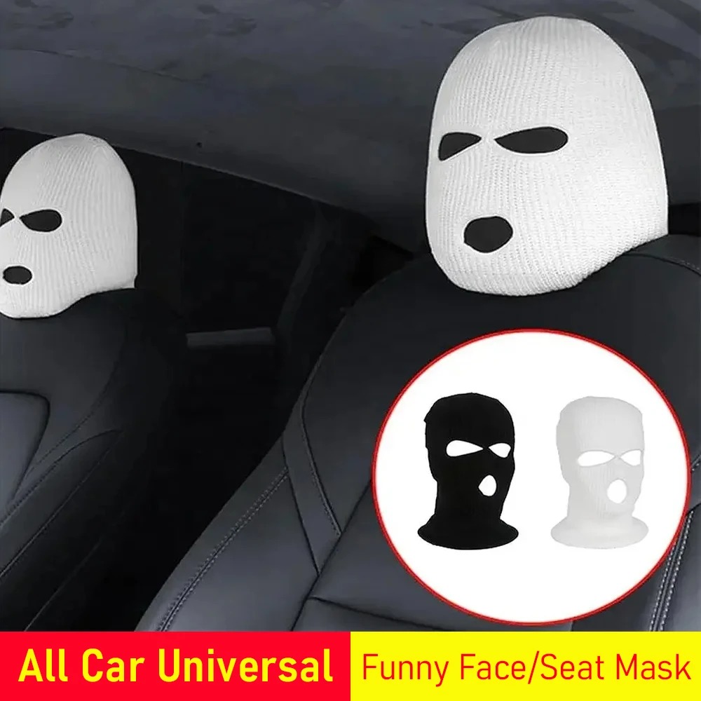 Universal Auto Kopfstütze Abdeckung Autositz Gesichtsmaske Skimaske Halloween Weihnachten Lustige Dekoration für Tesla BMW Ford Volkswagen Kia