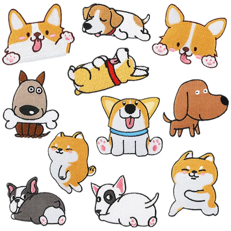 

10PCS Dog Corgi Iron On Patch for Clothing Applique for Jeans DIY Accessories Cute Cheap Cartoon Patches