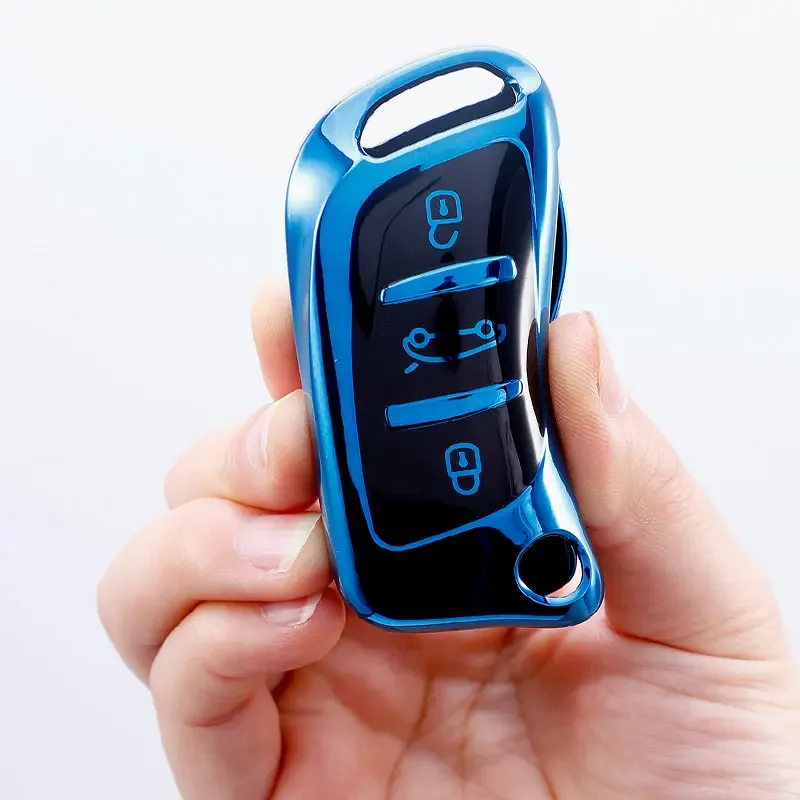 Soft TPU 3-Button Car Key Full Cover - Premium Auto Key Shell Accessories