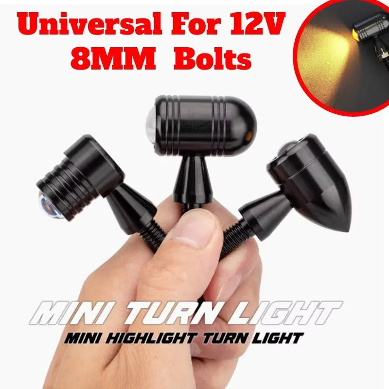 Motorcycle Turn Signals Mini LED Bullet Flasher Light Indicator Amber Lamp 12V 8mm For Honda For Yamaha Blinker Signal Light