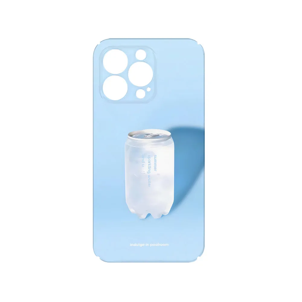 Korean Ins Blue Soda Design Acrylic Hard Phone Case
