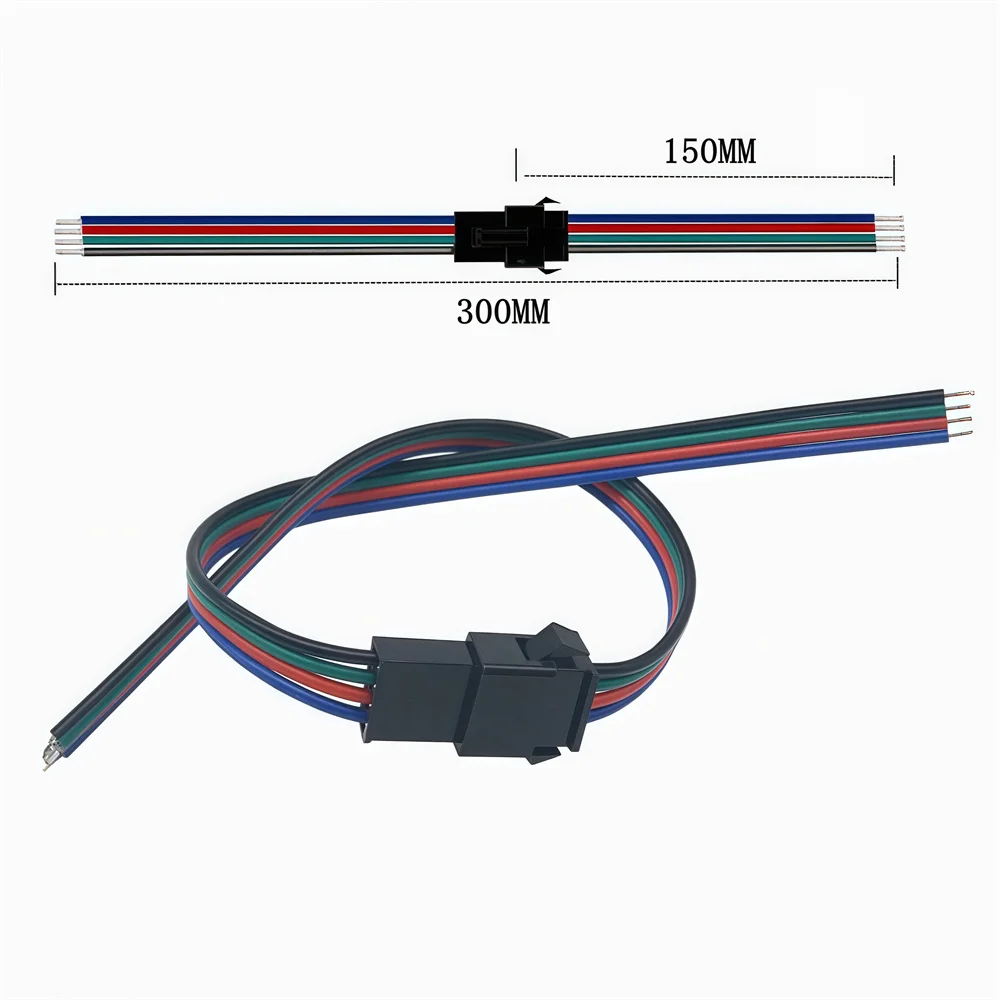 50쌍 LED 커넥터 남성/여성 JST SM2.54mm 4핀 플러그 커넥터 15CM 와이어 케이블 LED 스트립 라이트 램프 드라이버 5050RGB RGBW용