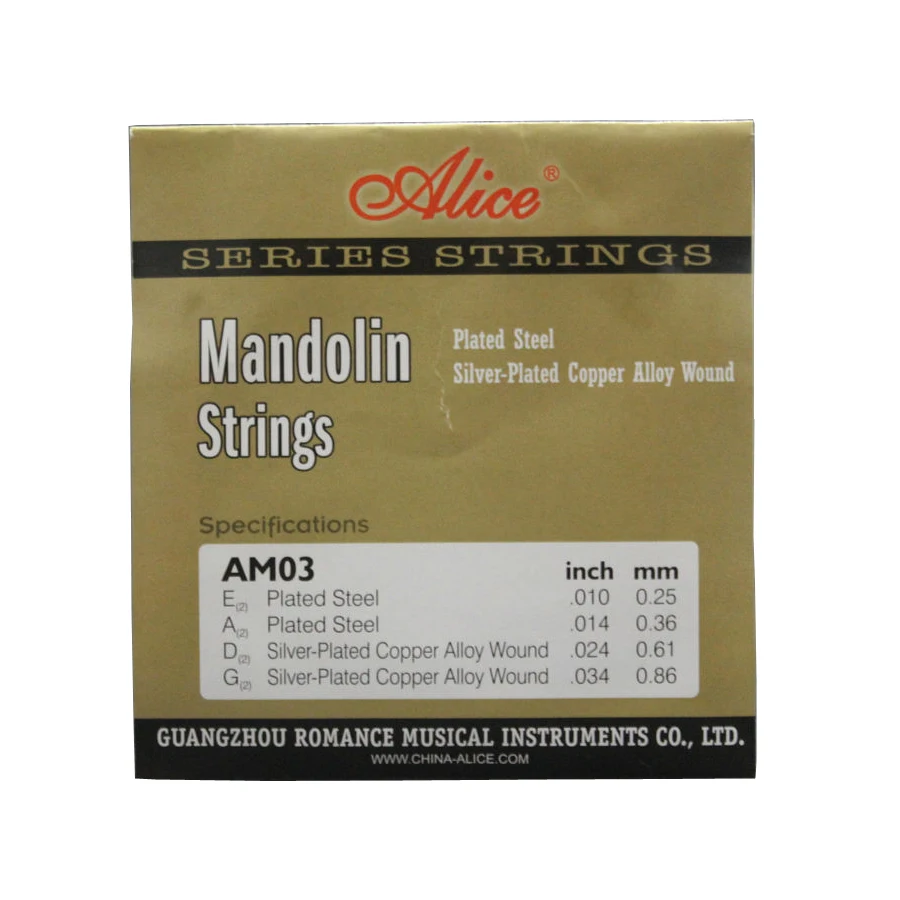 10 Sets Alice AM03/AM04 Mandolin Strings Silver-Plated/Coated Copper Alloy Wound EADG mandolin strings