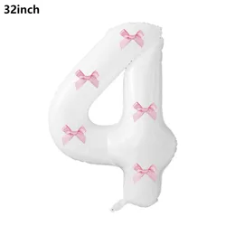 32 Blue, Pink, and Black Number Balloons with Ribbon Bows - 32inch (Pieces of red)
