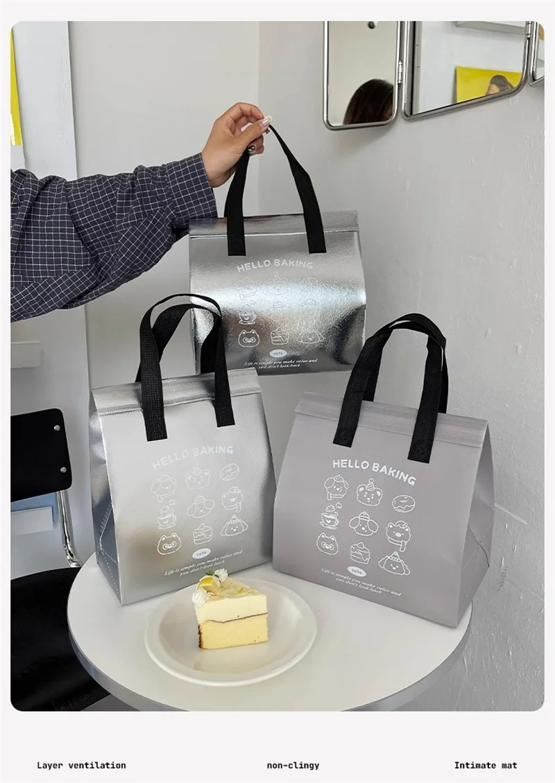 10pcs Grey/Silver Non-Woven Insulated Tote Bags – Portable Reusable Fabric Pouches for ... - SKU NITB1838 - UGI Packaging