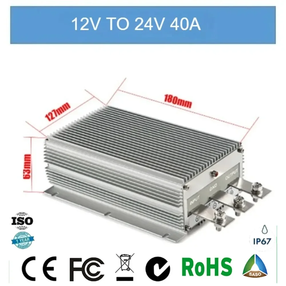 12V에서 24V로 승압하는 40A 50A 60A 80A 100A 150A 200A DC 컨버터, 12볼트에서 24볼트로 자동차 전원 공급 전압 조정기 (CE 인증)