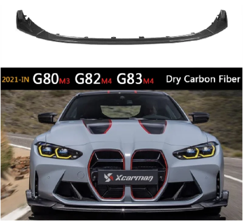 

For BMW G80 G82 G83 M3 M4 Car Styling Body Kit Spoiler Duck Lip Guard Cover Real Dry Carbon Fiber Front Bumper Lip Splitter 3PCS