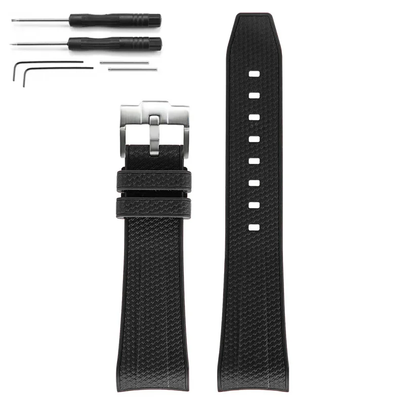 Curved End Silicone Waterproof Watch Band Strap, 22mm