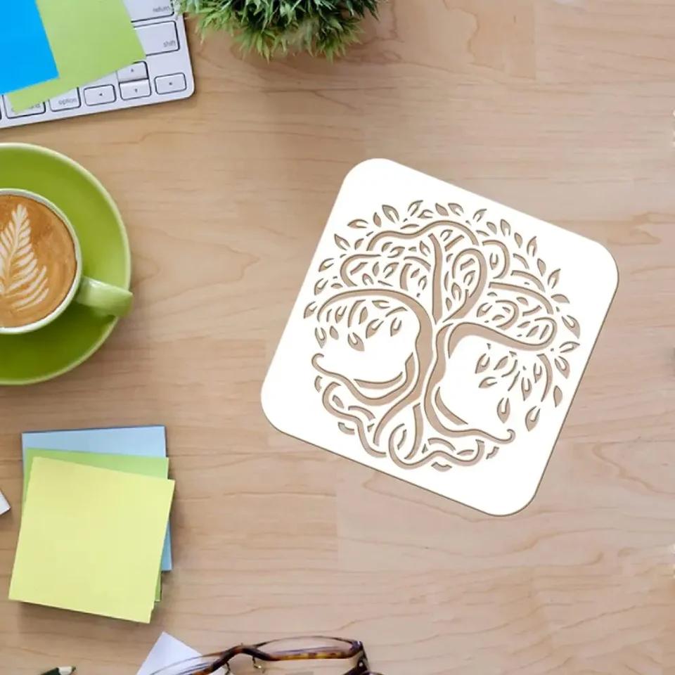 Set Da 16 Stencil Riutilizzabili Albero Della Vita – Per Pittura Su Pareti, Legno, Tela