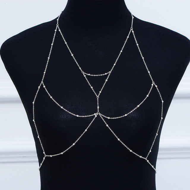 Ladies Body Chain Sexy Style Hollow Bikini Ladies Breast Chain Body Chain Decoration Jewelry