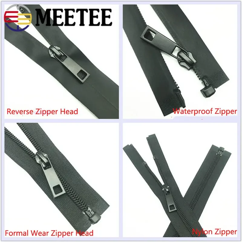 Meetee 10Pcs 5# Nylon Zipper Sliders Reverse Waterproof Invisible