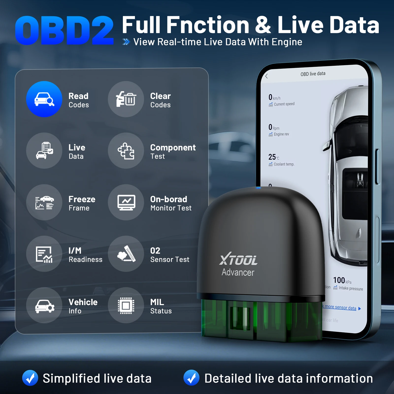 Advanced OBD2 Bluetooth Car Diagnostic & Maintenance Tool with Oil Reset & Battery Test Features