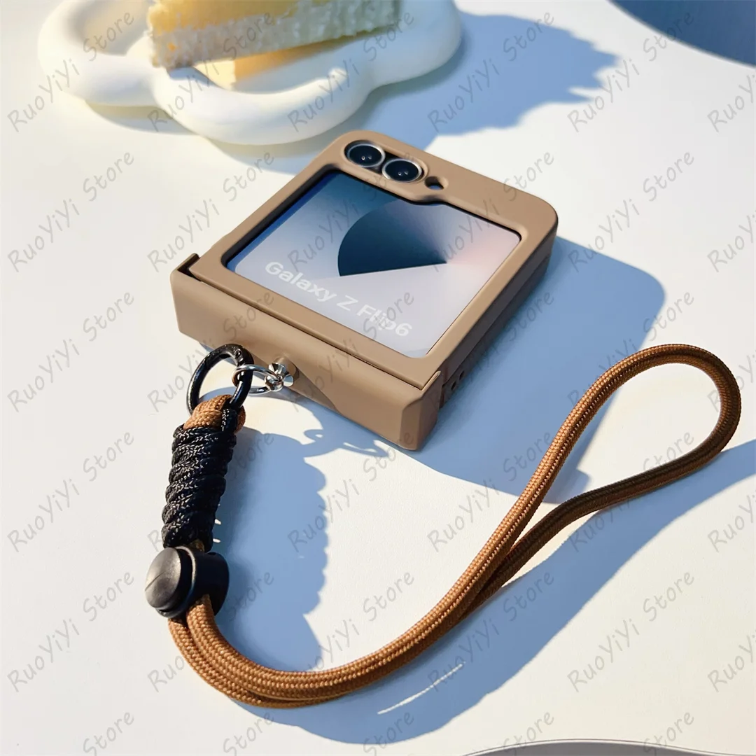 Cute Solid Color Portable Rope Phone Case - Hot Brown Korean Style