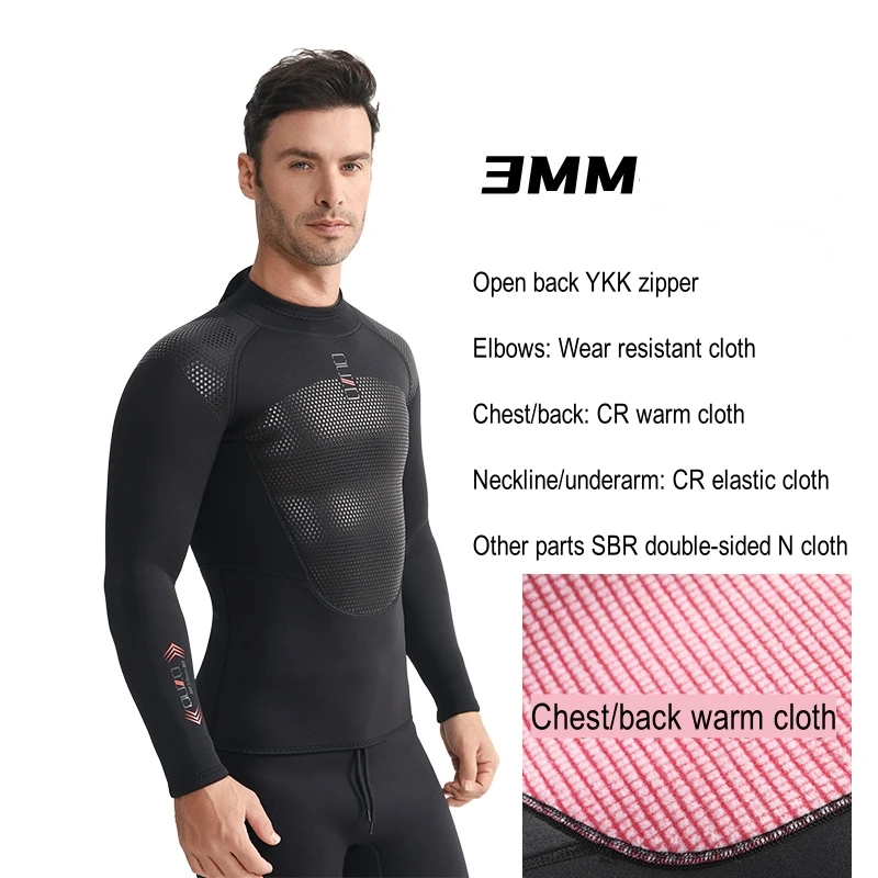 

3MM Men Women Scuba Long Sleeve WaterProof Snorekling Kayaking Keep Warm Swim Diving Suit Neoprene UnderWater Hunting WetSuit