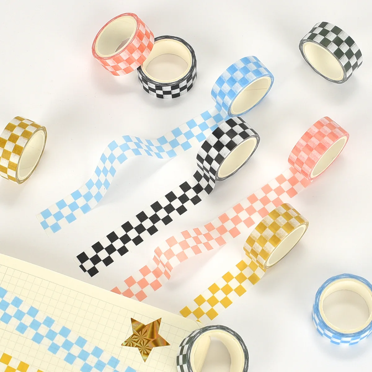 Grid Pattern Decorative Washi Tape for DIY Crafting and Bookkeeping