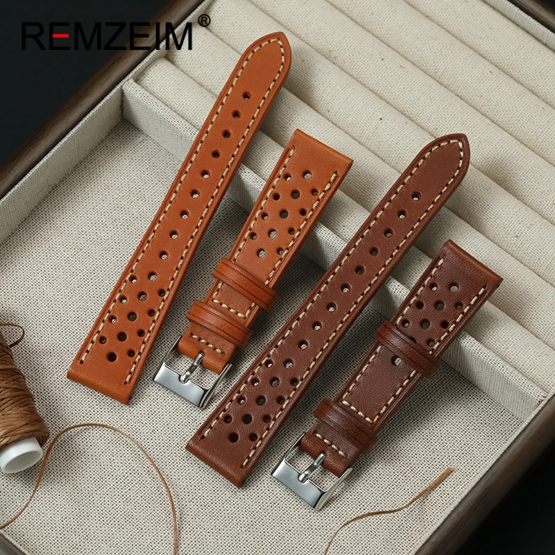 Vintage Handmade Sport Leather Watch Band - Universal Breathable Cowhide Wrist Strap