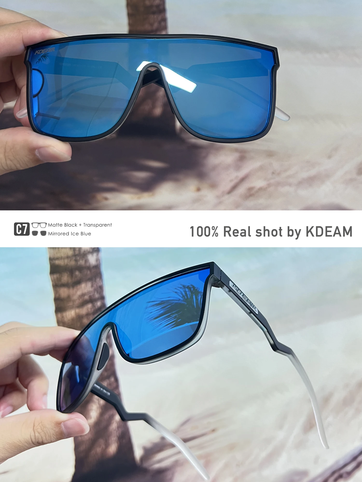 KDEAM Brand Oversized Sunglasses Polarized Sports Men Driving Party eyewear  tr90 Sun Glasses Women Mirrored lens UV400 8 Colors