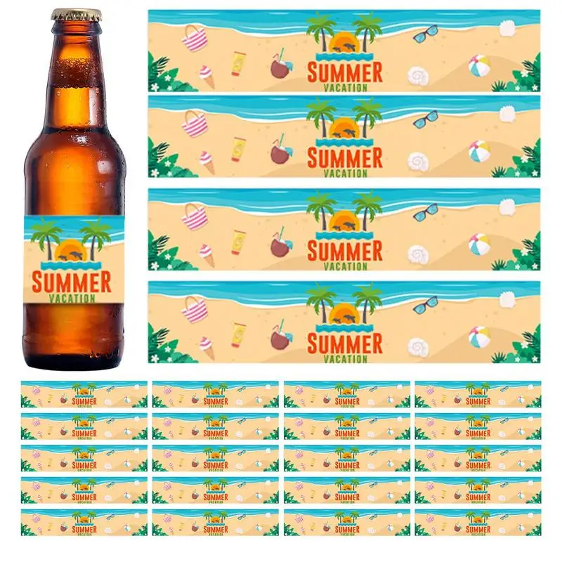 

Summer Water Bottle Labels Wrap Around Water Bottle Sticker 24pcs Colorful Bottle Wraps Waterproof Colorful Bottle Stick Labels