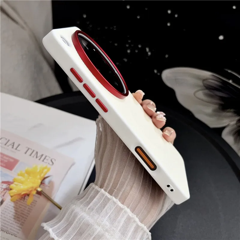 Luxury Magnetic Lychee Pattern PU Leather Non-Slip Phone Case with Metal Camera Frame