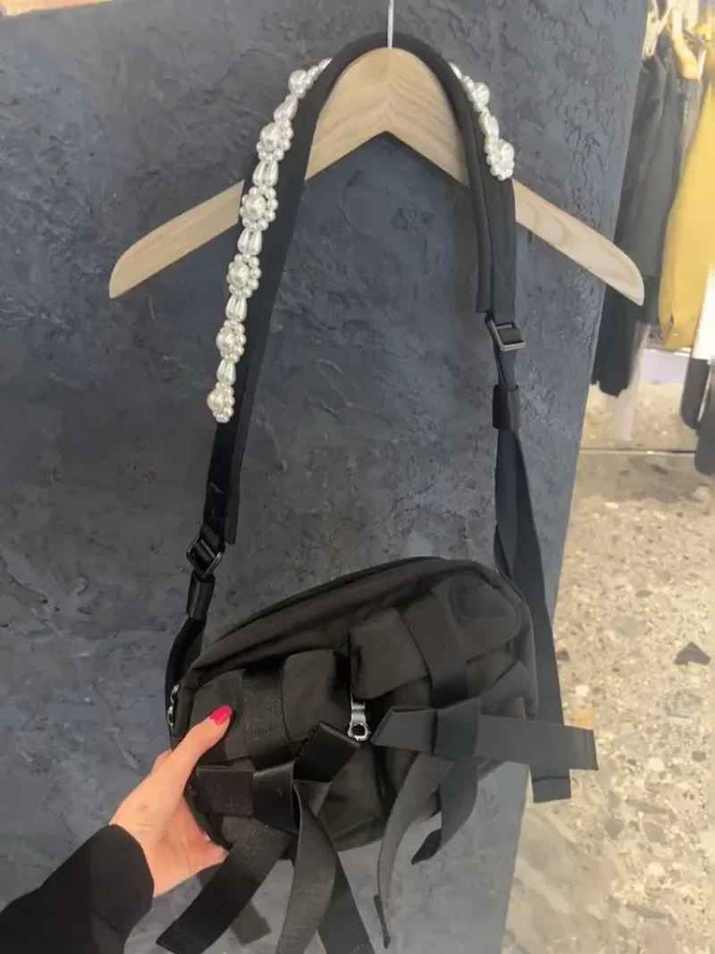 Popular Square Bolsa Spliced Bow Pearls Tote Bag Crossbady Shoulder Bags Daily Using Bolsas Casual All-match Bolsos Mujer 4