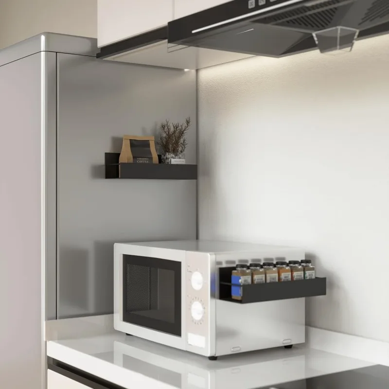 Storage Rack-Metal Shelves with Hooks 2PCS Strong Magnetic Grip Stylish Sturdy & Versatile Refrigerator Storage Space Saving