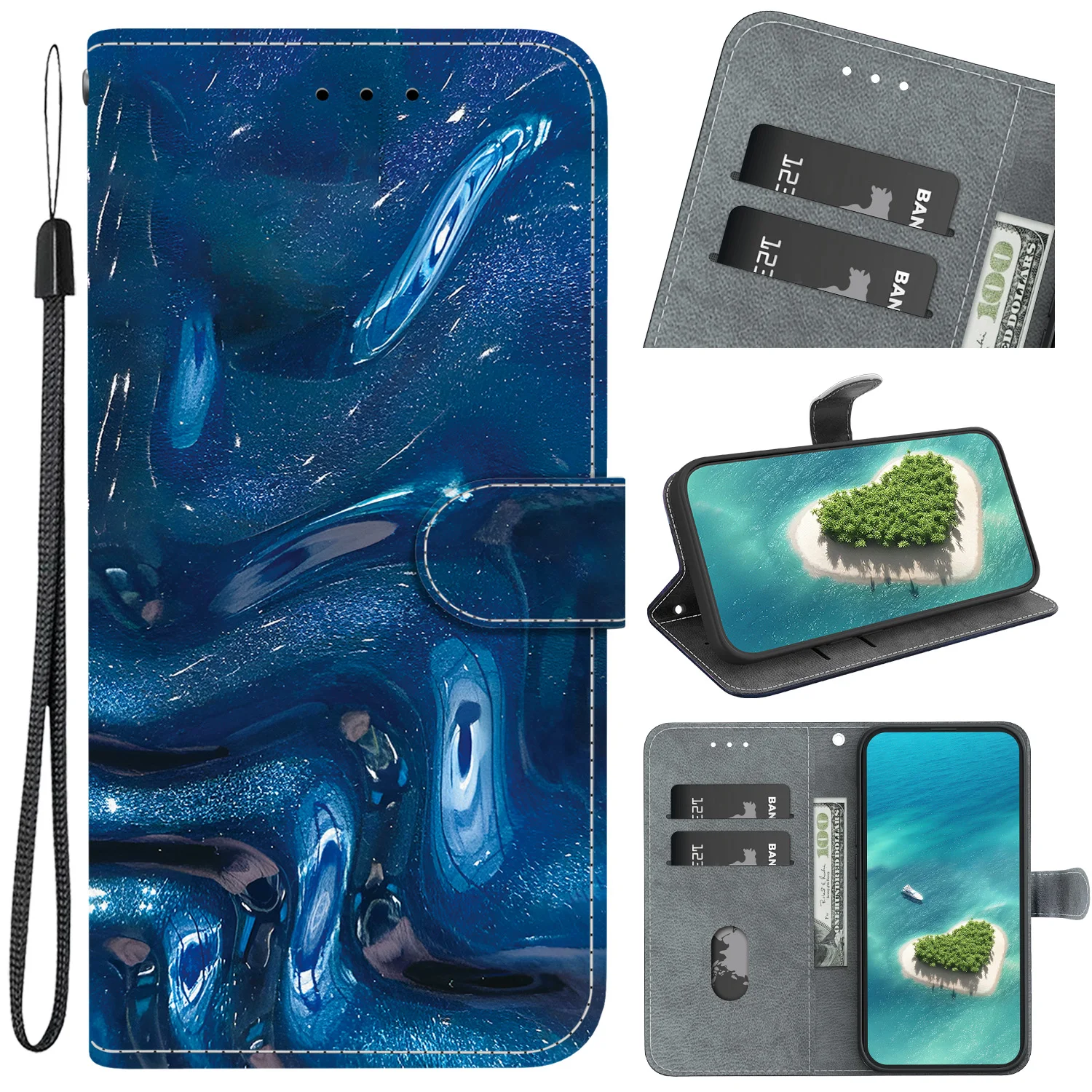 Luxurious Magnetic Leather Flip Wallet Phone Case Cover