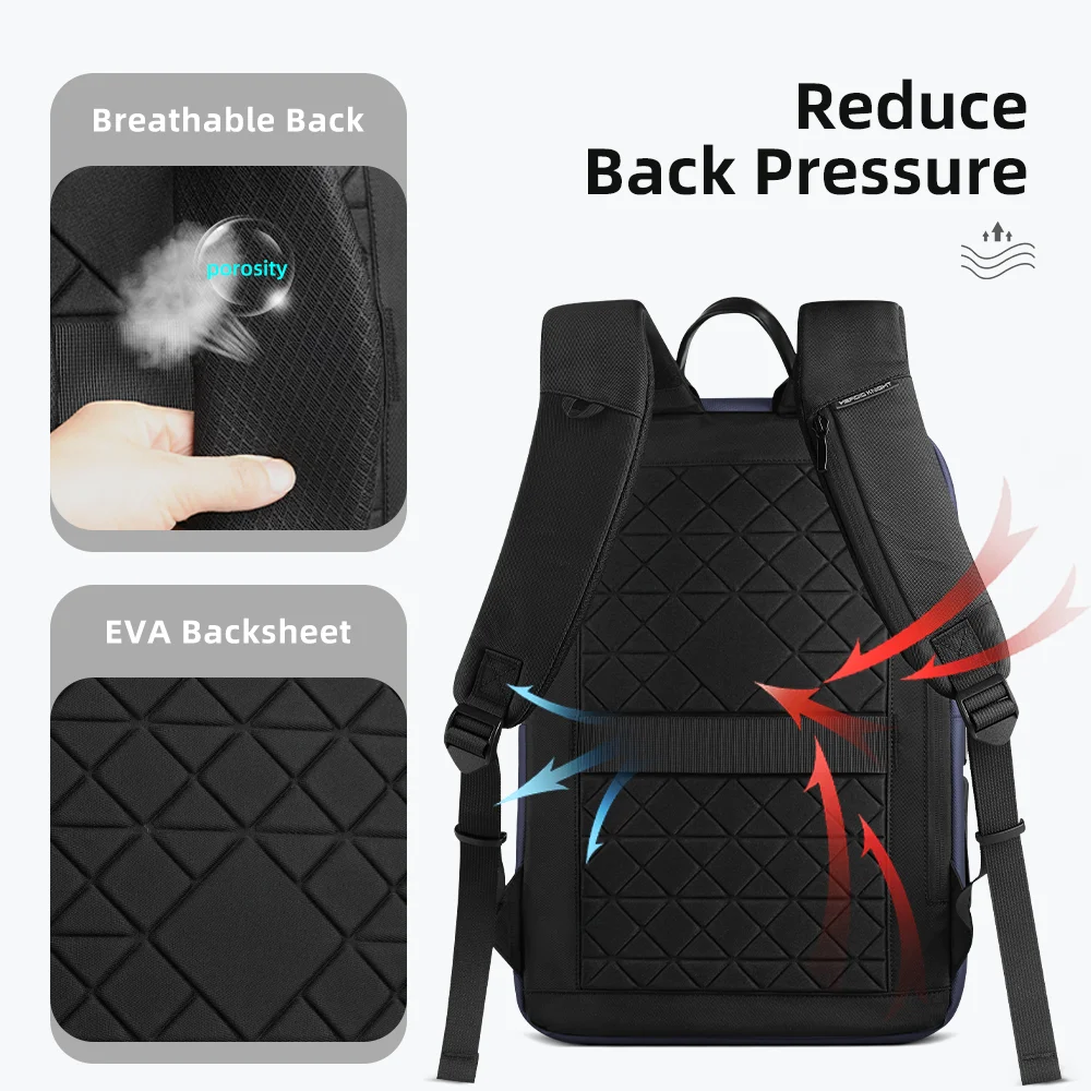 HcanKcan Men's Business Backpack Waterproof 15.6 inch Laptop Bag For Men Travel Spacious Backpack Commuting Work School Daypack