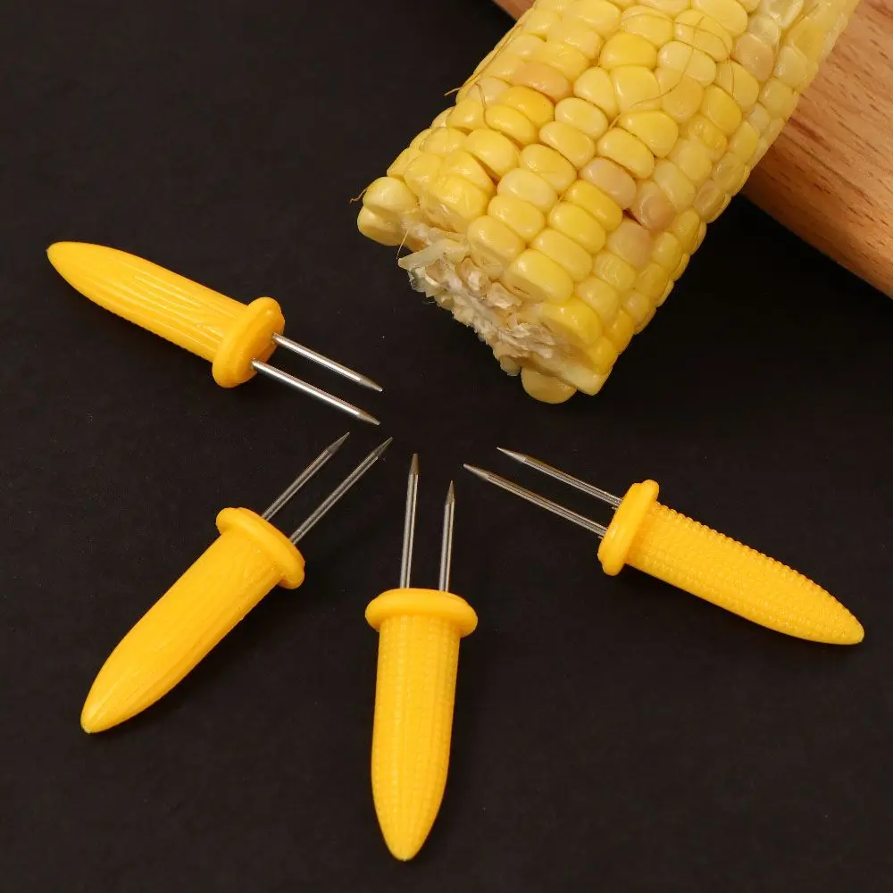 Picnic Plastic BBQ Supplies Fruit Forks Corn On the Cob Kitchen Gadget Home Corn Skewer Holder Grilling Fork BBQ Prong Set