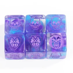Opaque Color D6 Game Dice Set - 6 Pieces for Board and Table Games (Nebula Purple Blue)