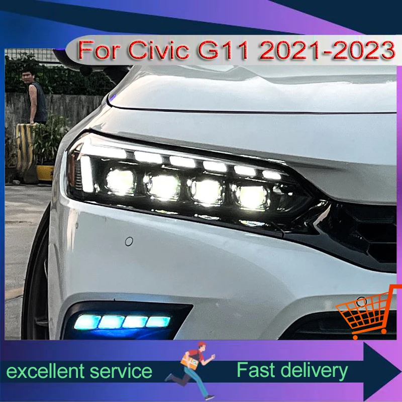 

Автомобильные светодиодные фары для Honda Civic G11 2021-2023, модифицированные передние лампы с динамическим поворотным сигналом
