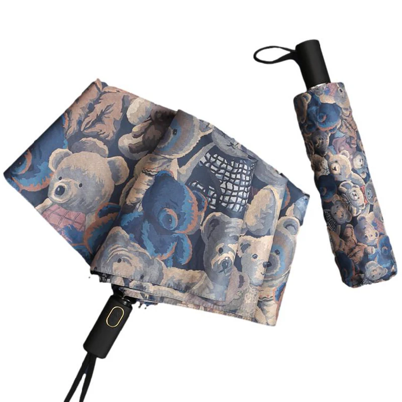 

Зонт Автоматический женский ручной, ветрозащитный зонт для масляной живописи, от дождя и солнца, с защитой от УФ-лучей