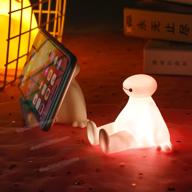 Disney Cartoon Anime Baymax Night Light Activity Big White Mobile Phone Holder Hero Grip Stand Decorative Ornaments | Игрушки и хобби