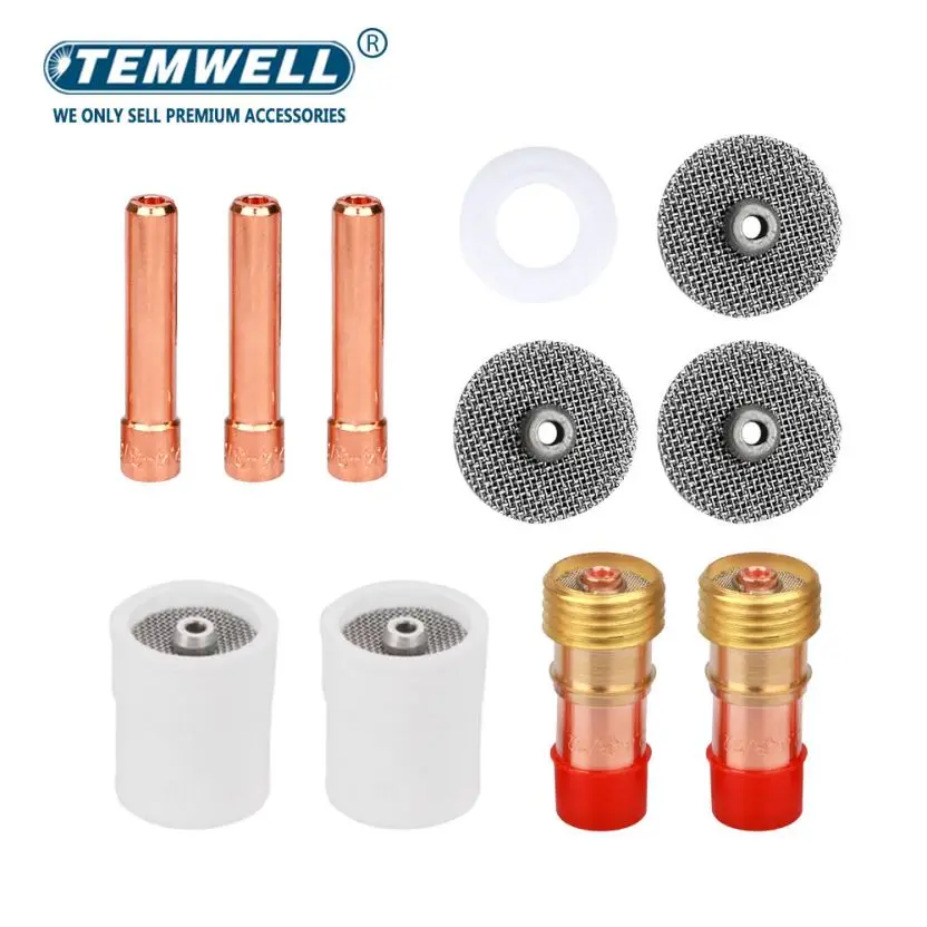 11pcs TIG Welding 10# 12# 14# 16# 24# White Ceramic Nozzle Alumina Cup Kit Torch