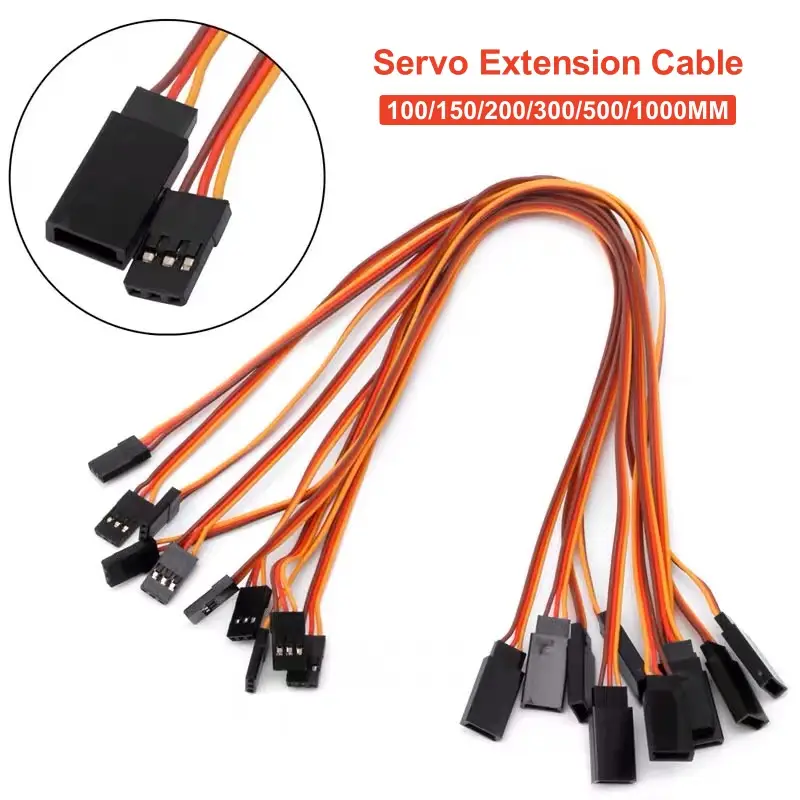 10PCS 100mm/150mm/200mm/300mm/500mm Servo Extension Lead Wire Cable for RC Drone Futaba JR Male to Female 10cm 30cm 50cm 100cm image 1
