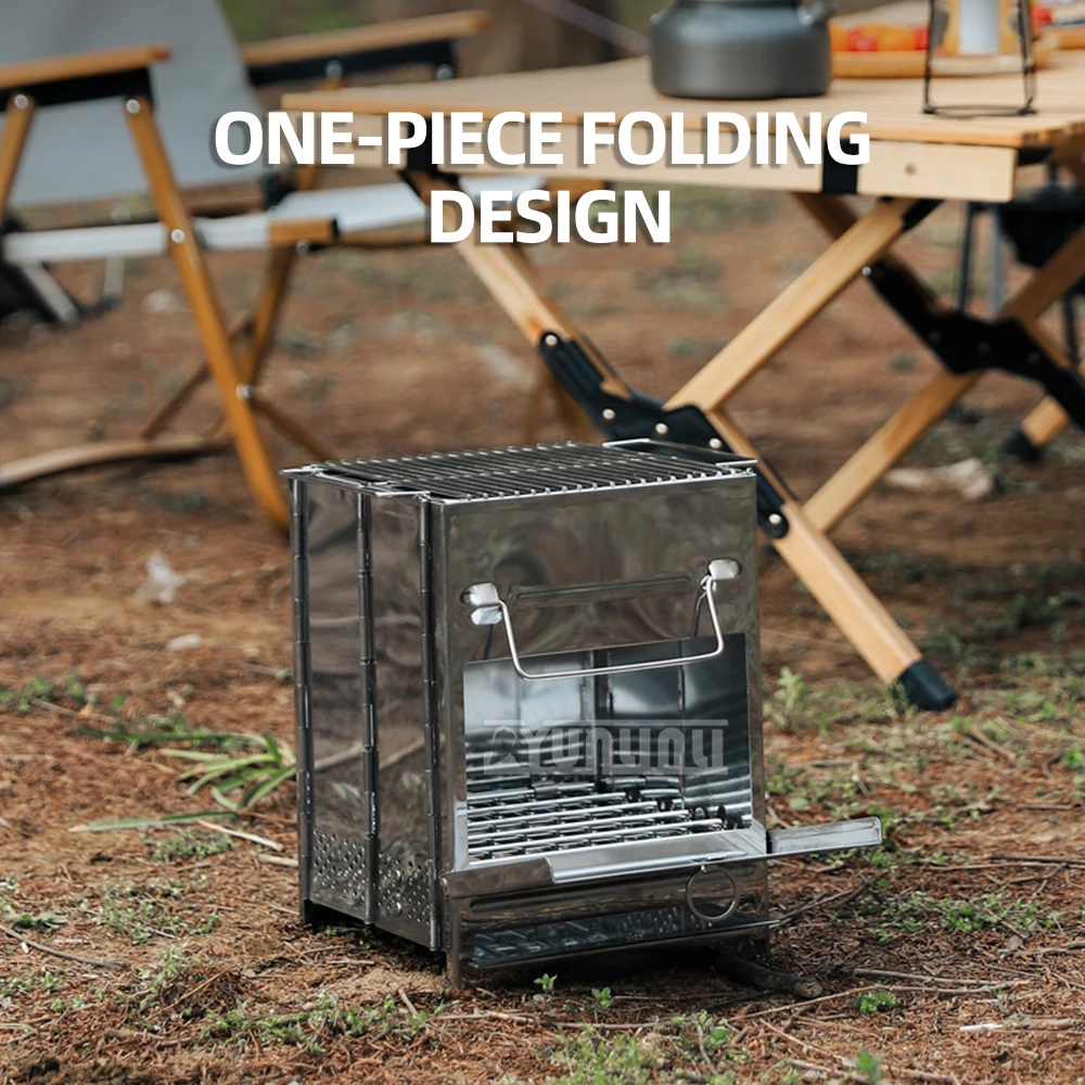 Folding Stainless Steel Stove Portable Multifunction Mini Camping Stove Outdoor Barbecue BBQ Accessories 3
