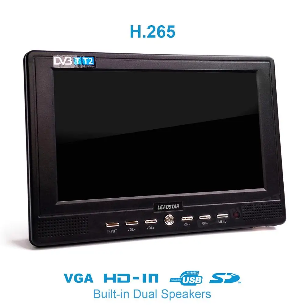 아날로그 미니 소형 자동차 TV 및 D7 디지털 지지대, USB Tf Mp4 H.265 Ac3 휴대용 TV Dvb-T2, Atsc Tdt, 7 인치