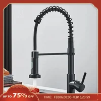 Matte Black Pull Down Kitchen Faucet Chrome Dual Modes Nozzle Hot Cold Water Mixer Crane Tap Brass Spring Kitchen Sink Faucets 1