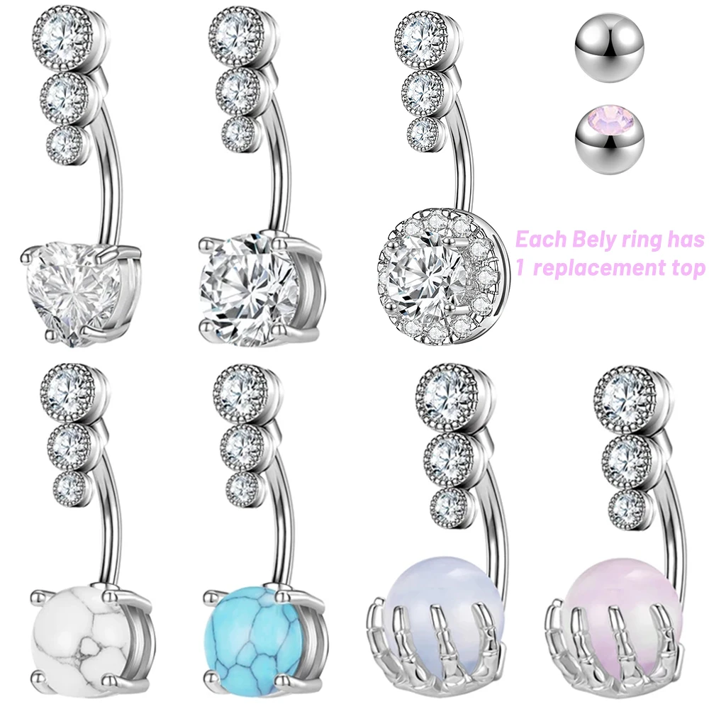 Zs 1Pc Crystal Belly Button Ring Piercing All'Ombelico In Acciaio Inossidabile 2 Top Dragon Claw Opal Belly Ring Women Body Piercing Jewelry