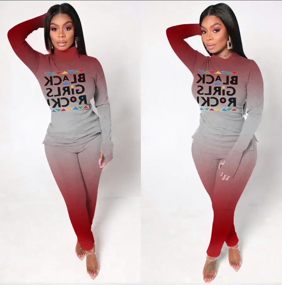 

Best-selling gradient letter printing two-piece home service women