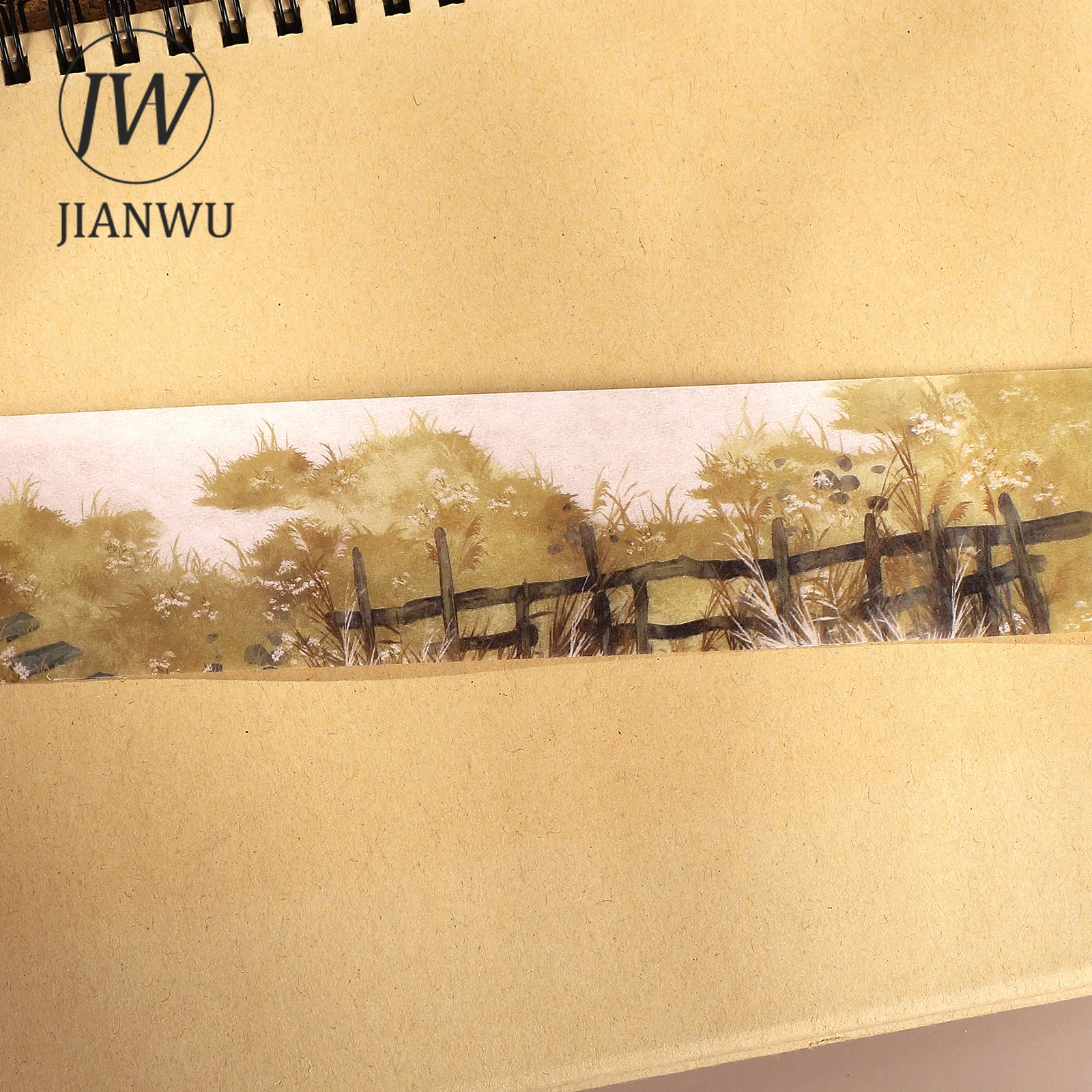 JIANWU 40mm*200cm 빈티지 가을 초원 풍경 소재 콜라주 스크랩북 PET 테이프 창의적인 DIY 저널 문구류