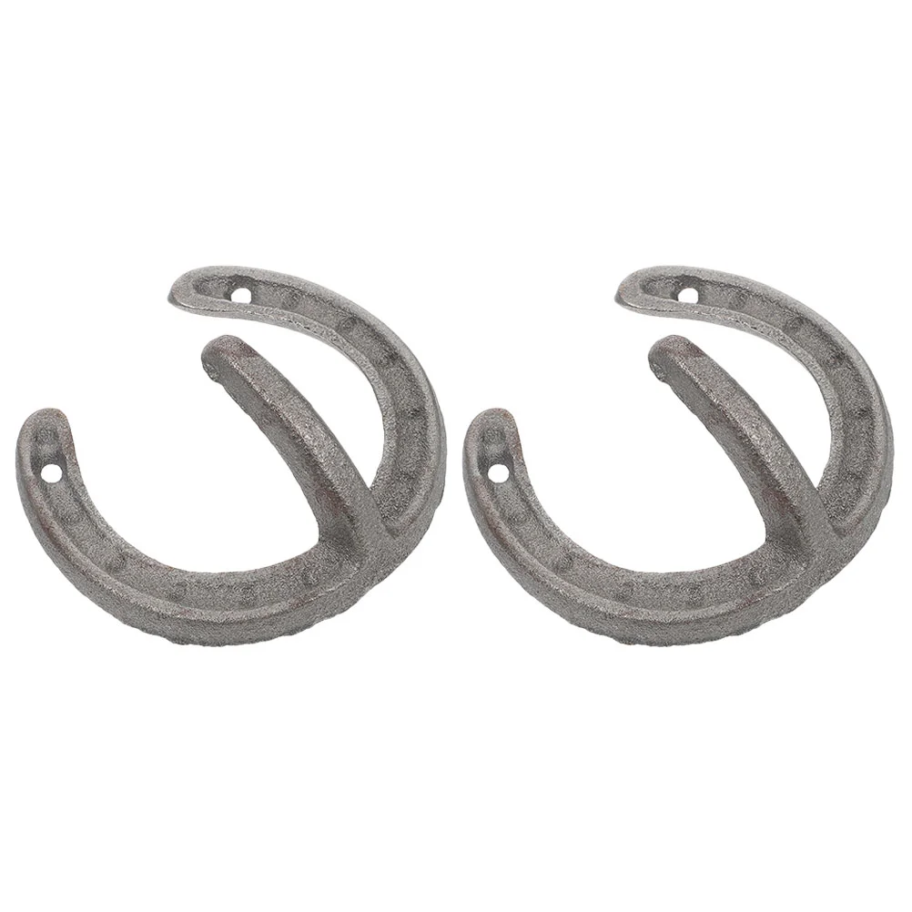 

2 Pcs Horseshoe Hook Wall Hanger Decor Key Holder Shape Pothook Hanging Rack Accessories for Wall-mounted Sundries Organizer up